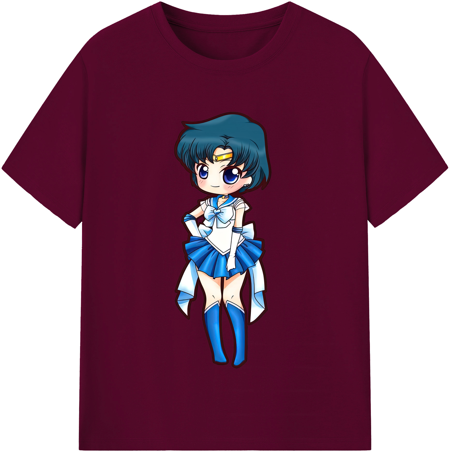 （画像用） 美少女戦士セーラームーン 水野 亜美 みずの あみ Sailor Moon Mizuno Ami レディースカジュアルプリントTシャツ（綿100％）